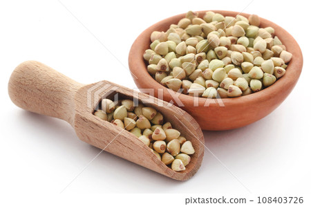 Buckwheat over white background Buckwheat over white background 108403726