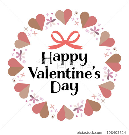 Vector illustration image of a chocolate-like heart-patterned wreath with a Valentine's Day message written on it Vector illustration image of a chocolate-like heart-patterned wreath with a Valentine's Day message written on it 108403824