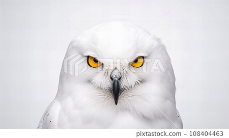 白色背景上的雪鴞 108404463