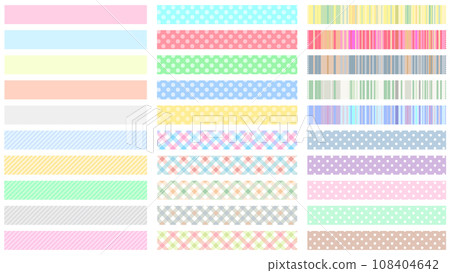 可愛的遮蔽膠帶插圖集圓點檢查圖案條紋普通無縫圖案 108404642