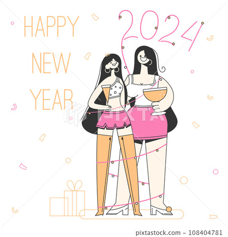 Happy New Year greeting card.New Year party 2024 108404781