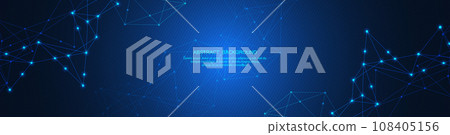 Abstract technology background of global network connection and communication with connecting the dots and lines for banner design or header. Vector illustration 108405156