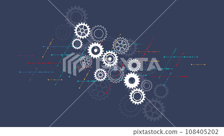 Cogs and gear wheel mechanisms. Concepts and ideas for hi-tech digital technology and engineering design. Vector illustration 108405202