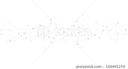 Abstract geometric background with connecting the dots and lines. Networking concept, internet connection and global communication. Vector illustration 108405259