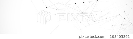 Abstract background and geometric pattern with connecting the dots and lines for banner design or header. Vector illustration 108405261