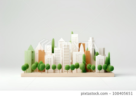 白色積木之城 (3D) 有趣的城市景觀和有趣的生活。 白色積木之城 (3D) 有趣的城市景觀和有趣的生活。 108405651