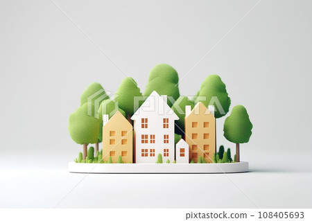 白色積木之城 (3D) 有趣的城市景觀和有趣的生活。 白色積木之城 (3D) 有趣的城市景觀和有趣的生活。 108405693