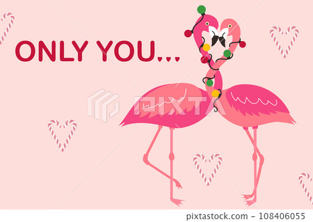 Cute flamingo couple in love. Cute flamingo couple in love. 108406055
