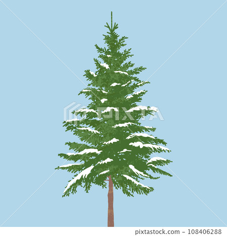 Illustration of coniferous trees covered with snow 108406288