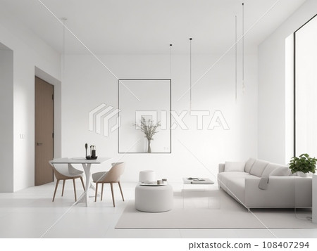 modern living room with white furniture 108407294