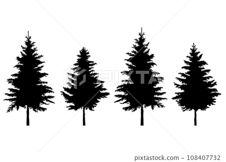 Illustration of coniferous tree silhouette Illustration of coniferous tree silhouette 108407732