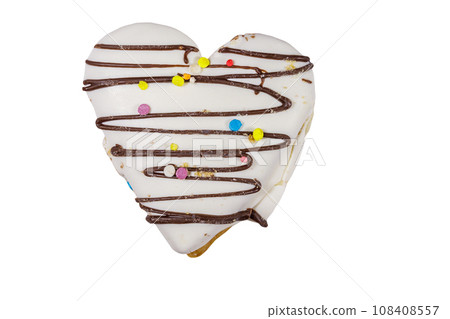 Heart shaped cookie isolated on white background Heart shaped cookie isolated on white background 108408557