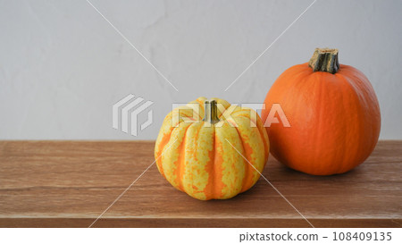 pumpkin on a wooden table pumpkin on a wooden table 108409135