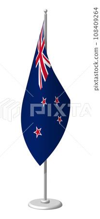 NEW ZEALAND flag on flagpole for registration of solemn event, meeting foreign guests. National banner of NEW ZEALAND. PNG image on transparent back NEW ZEALAND flag on flagpole for registration of solemn event, meeting foreign guests. National banner of NEW ZEALAND. PNG image on transparent back 108409264