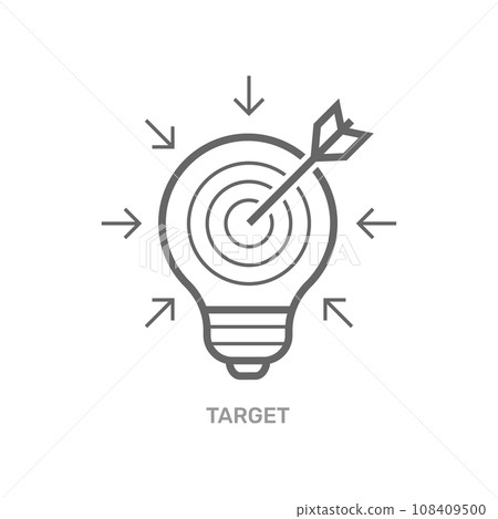 Concept of business strategy and future sustainable business finance action plan. Bulb with a target board inside and arrow. Success and business goals concept. EPS 10 108409500