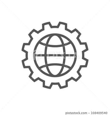 Global Setting vector outline icon illustration. Editable Stroke. EPS 10. 108409540
