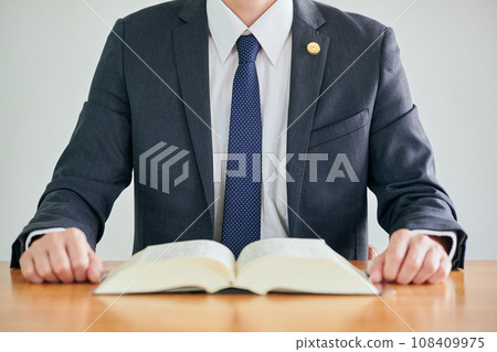 Male lawyer receiving legal advice Male lawyer receiving legal advice 108409975