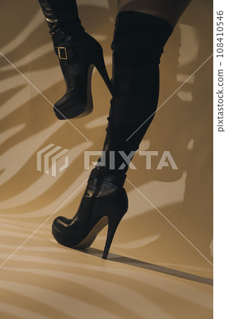 Sexy lady in high heels lingerie legs model Sexy lady in high heels lingerie legs model 108410546