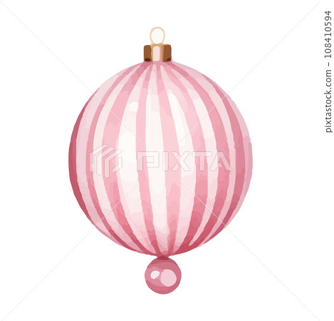 Christmas pink ornament watercolor illustration Christmas pink ornament watercolor illustration 108410594