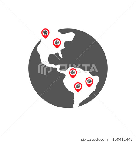Coronavirus decease outbreak. Covid-19. Location of the infection. Epicenter of the infection. Vector illustration. EPS 10 Coronavirus decease outbreak. Covid-19. Location of the infection. Epicenter of the infection. Vector illustration. EPS 10 108411443