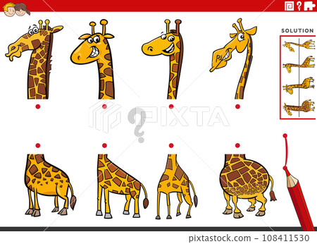 match halves activity with cartoon giraffes pictures 108411530