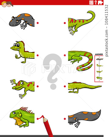 match halves of pictures with animals educational activity match halves of pictures with animals educational activity 108411532