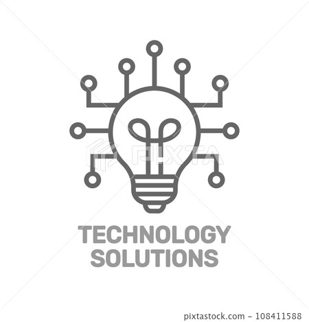 Technology solutions icon with lightbulb sign. Creative solution bulb vector symbol. Editable Stroke. EPS 10 108411588