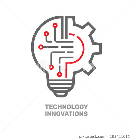 Technological sense light bulb. Editable Stroke. EPS 10 108411615