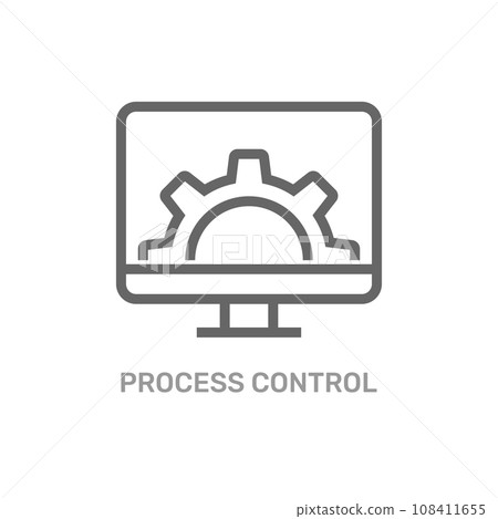Laptop and gear icon isolated on white background. Engineer control panel icon. EPS 10 108411655