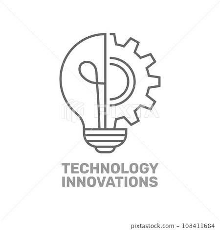 Vector innovation icon. Light bulb and wheel cog inside. Premium quality graphic design element. Modern sign, linear pictogram, outline symbol, simple thin line icon. Editable Stroke. EPS 10 Vector innovation icon. Light bulb and wheel cog inside. Premium quality graphic design element. Modern sign, linear pictogram, outline symbol, simple thin line icon. Editable Stroke. EPS 10 108411684