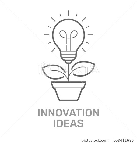 Vector creative concept in line style. Light bulb growing from the flower pot. Innovation Idea concept. Technology innovations. Editable Stroke. EPS 10 Vector creative concept in line style. Light bulb growing from the flower pot. Innovation Idea concept. Technology innovations. Editable Stroke. EPS 10 108411686