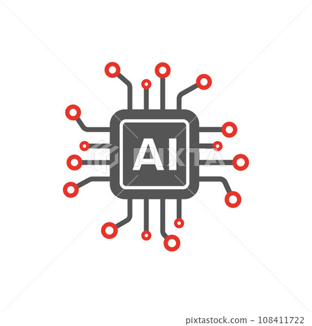 Processor with integrated of artificial intelligence AI. Artificial intelligence chip. Perfect Vector. EPS 10 108411722