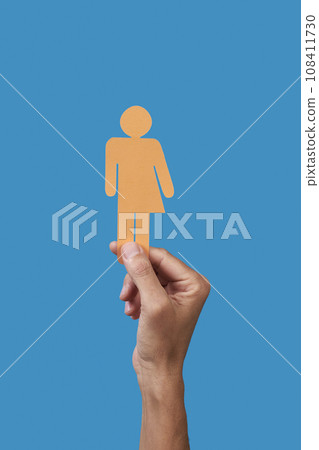 man holding a gender neutral icon 108411730