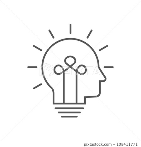 Human head bulb lamp logo vector idea smart icon. Head idea icon vector, solid illustration, pictogram isolated on white. Editable Stroke. EPS 10 Human head bulb lamp logo vector idea smart icon. Head idea icon vector, solid illustration, pictogram isolated on white. Editable Stroke. EPS 10 108411771
