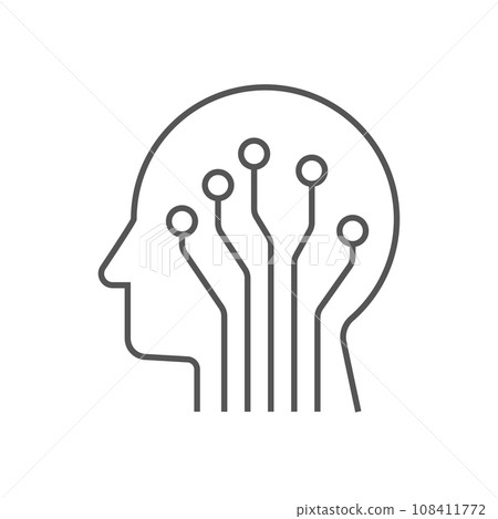 Ai - Artificial intelligence concept. Face outline made of circuit line. Ai - Artificial intelligence concept. Face outline made of circuit line. 108411772