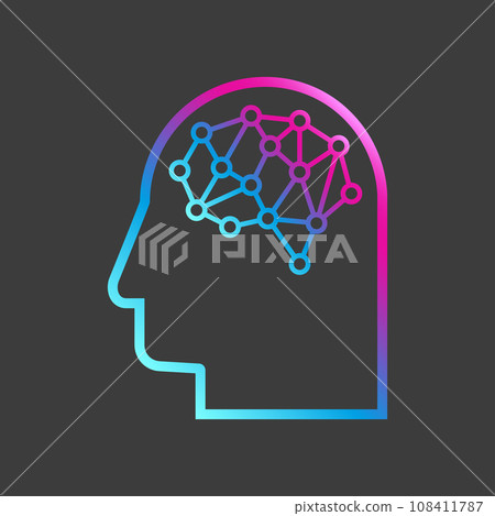Artificial Intelligence. The image of human head outlines, inside of which there is an abstract circuit board. 108411787