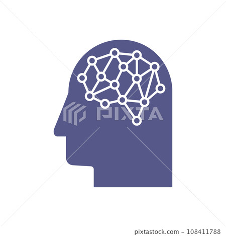 Artificial Intelligence. The image of human head outlines, inside of which there is an abstract circuit board. 108411788