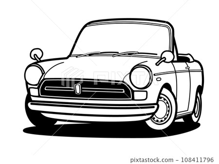 國產復古小型敞篷車著色本風格汽車插畫 108411796