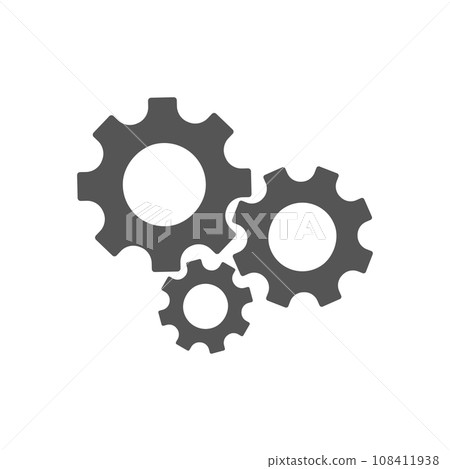 Three gear sign simple icon on white background. EPS 10 108411938