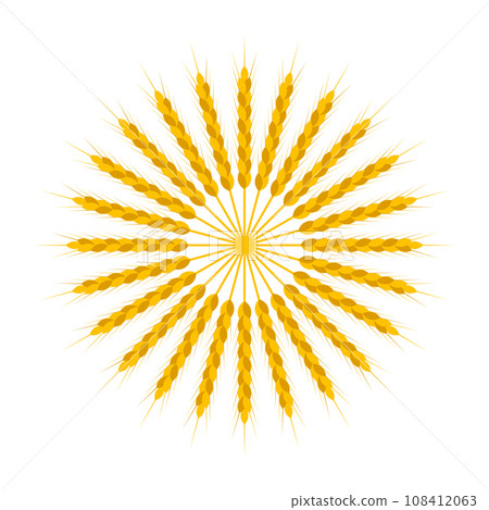 Round wheat wreath and ornament pattern in circle shape. Round wheat wreath and ornament pattern in circle shape. 108412063