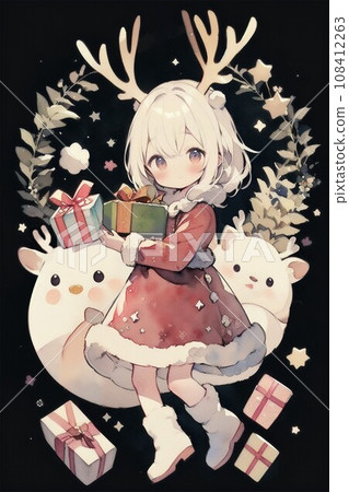 reindeer fairy carrying presents 108412263