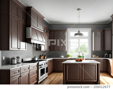 realistic detailed kitchen interior design medium shot 108412677