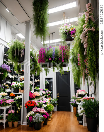 realistic florist shop interior medium shot realistic florist shop interior medium shot 108412683