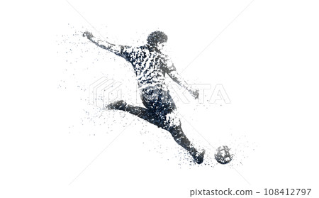 Pointillism style soccer silhouette, PNG background transparent Pointillism style soccer silhouette, PNG background transparent 108412797