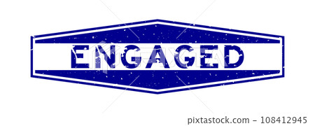 Grunge blue engaged word hexagon rubber seal stamp on white background Grunge blue engaged word hexagon rubber seal stamp on white background 108412945