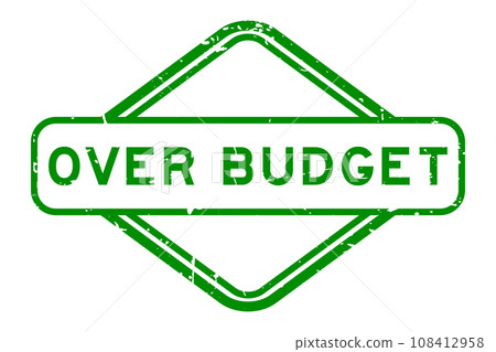Grunge green over budget word rubber seal stamp on white background Grunge green over budget word rubber seal stamp on white background 108412958