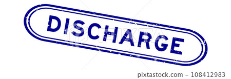 Grunge blue discharge word rubber seal stamp on white background Grunge blue discharge word rubber seal stamp on white background 108412983