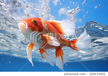 Colorful koi fish on clear water Colorful koi fish on clear water 108414002