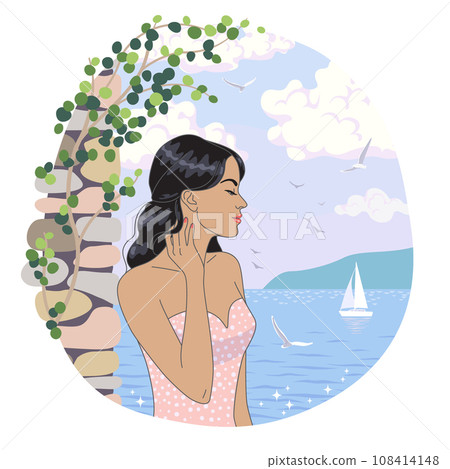 Beautiful Woman Enjoying the Sea Beautiful Woman Enjoying the Sea 108414148