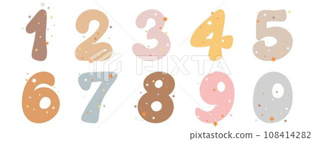 Cute numbers in cartoon style 108414282